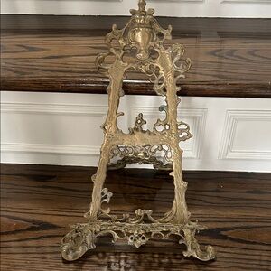 Ornate Decorative Vintage  Brass Easel Stand - Gold Tone